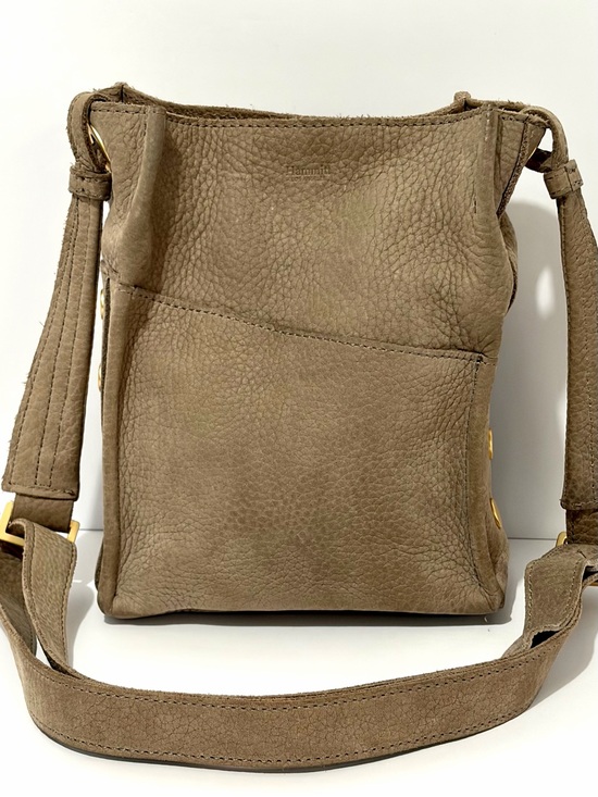Hammitt Handbags - Hammitt Davis Medium Shoulder Bag In Natural Grey Nubuck Brushed Gold Hardware